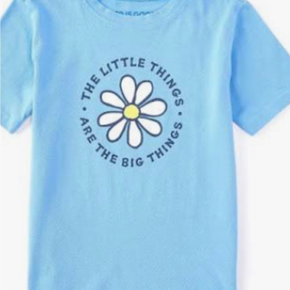 Life Is Good Light Blue Kids T-Shirt with Daisy Graphic